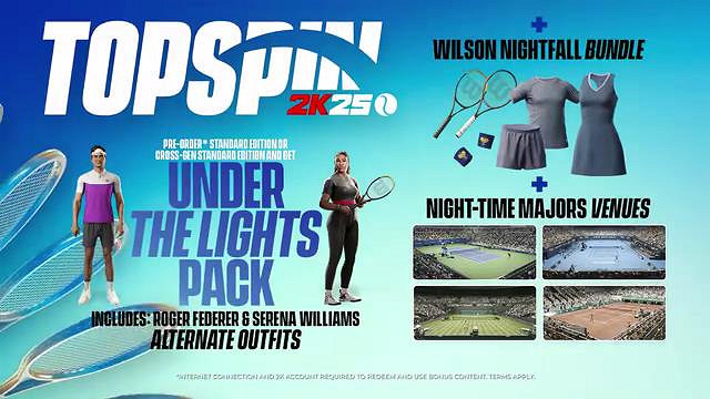 網球遊戲《上旋網球2K25》預告公布 4月27日正式發售