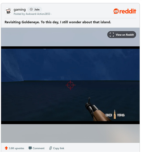 經典N64遊戲《007黃金眼》遠景神秘小島引發外網熱議