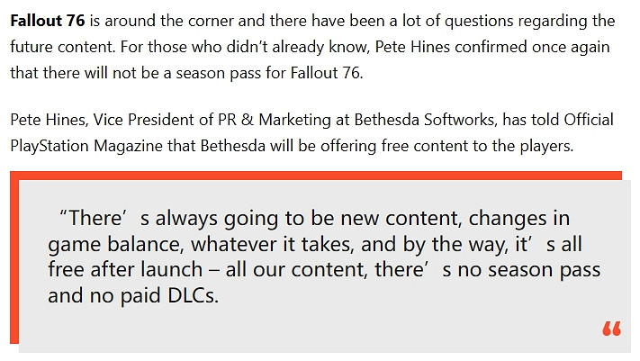 違背高層當年全免費承諾!《輻射76》將推出付費季票 違背高層當年全免費承諾!《輻射76》將推出付費季票