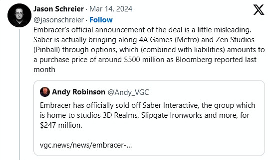 《地鐵離去》開發商4A Games將脫離Embracer Group