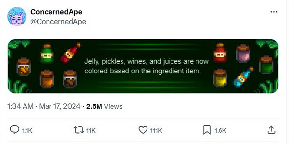 《星露谷物語》1.6版新更新檔說明：食物會按照配料著色