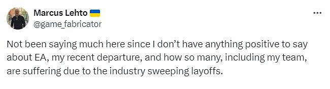 前《戰地風雲》總監回應離職：對EA沒什麽好印象 只有苦難
