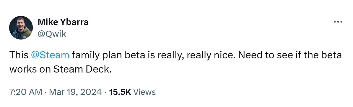 暴雪前總裁稱讚「Steam家庭」系統更新：太棒棒了