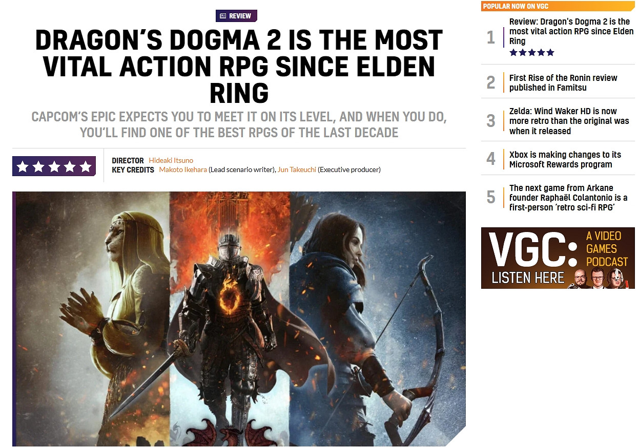 VGC稱讚《龍信2》：《艾爾登法環》後最好的ARPG