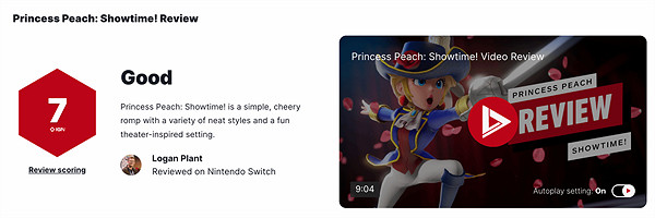 《碧姬公主：表演時刻》IGN 7分:簡單快樂 但流程較短