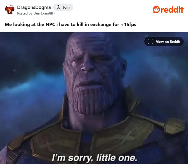 地獄笑話：《龍信2》玩家為提高幀數欲謀殺大量NPC