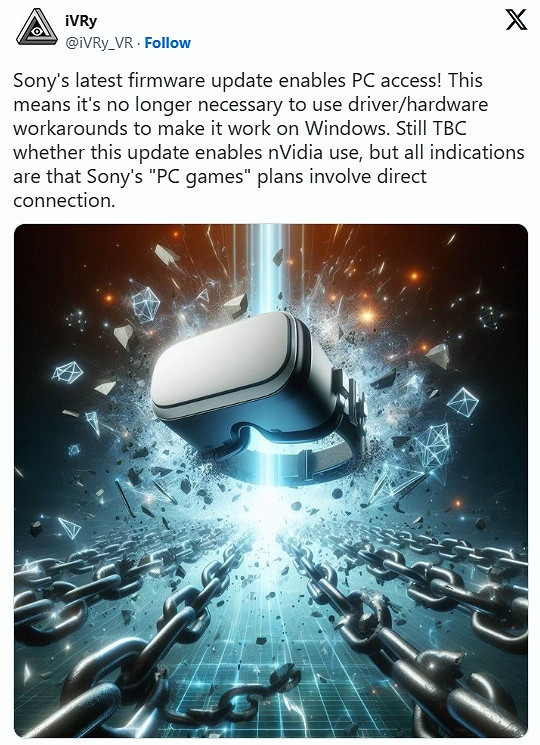 最新的PS VR2系統更新支援PC訪問 但需特定適配器