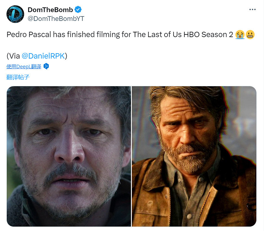 已被高爾夫爆頭？佩德羅帕斯卡完成《美末2》劇集拍攝