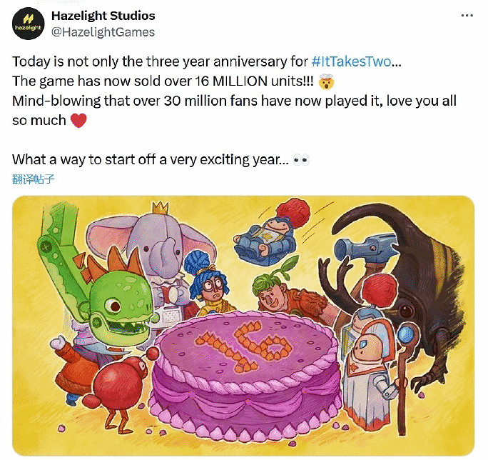 《雙人成行》銷量突破1600萬份!玩家數達3000萬人 《雙人成行》銷量突破1600萬份!玩家數達3000萬人