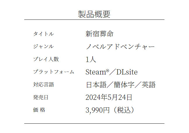 《新宿葬命》再次延期至5月發售！新角色PV公開