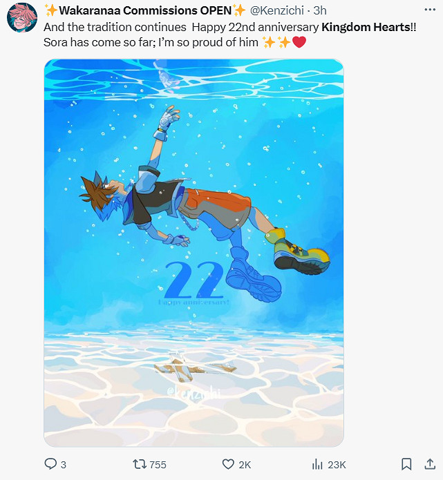 《王國之心》發售22周年!大量粉絲曬出同人賀圖慶生 《王國之心》發售22周年!大量粉絲曬出同人賀圖慶生