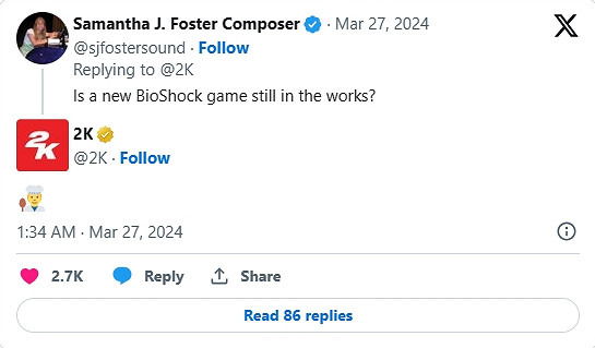 2K暗示《生化奇兵4》仍在開發中 或2028年與玩家見面 2K暗示《生化奇兵4》仍在開發中 或2028年與玩家見面